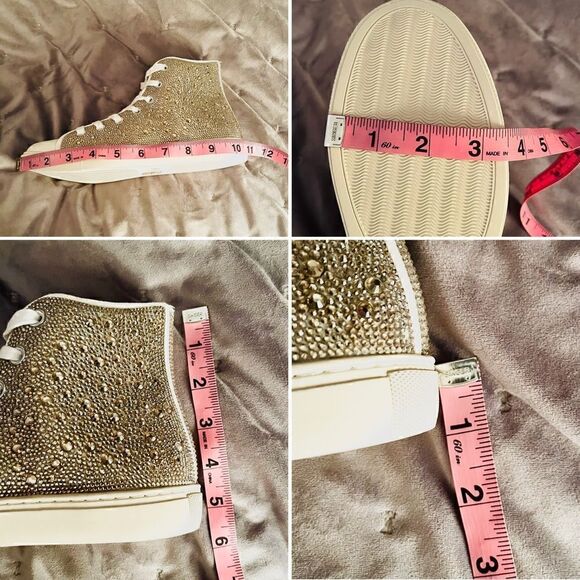 BAND OF THE FREE Bonnie Lace Up Rhinestone High Top Sneakers Natural White 8 NIB - Picture 9 of 12